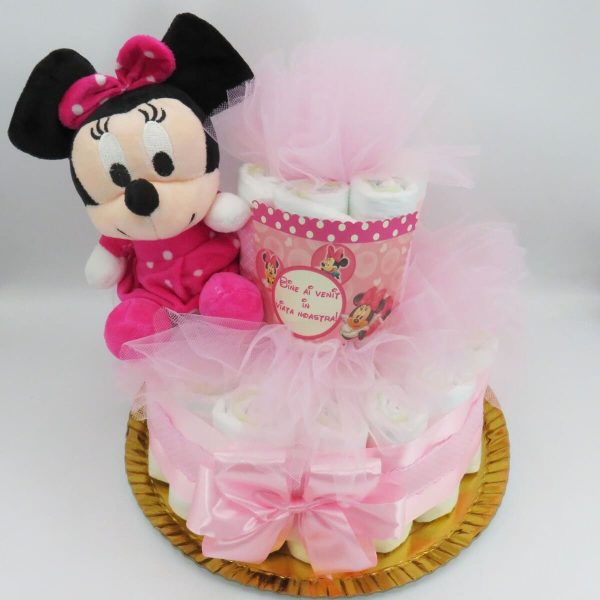 Tort scutece cu 1 etaj, mascotă Minnie Roz SDSPH303002 (9)