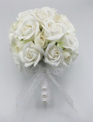 Buchet de mireasă cu flori de săpun, alb – ILIF506040