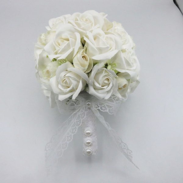 Buchet de mireasă cu flori de săpun, alb - ILIF506040 - imagine 3