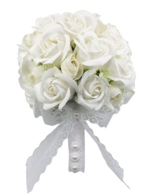 Buchet de mireasă cu flori de săpun, alb - ILIF506040