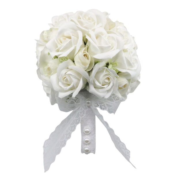 Buchet de mireasă cu flori de săpun, alb - ILIF506040
