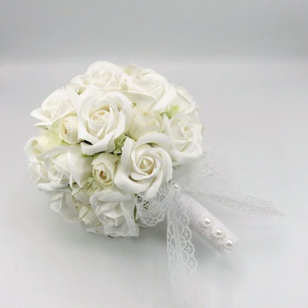Buchet de mireasă cu flori de săpun, alb - ILIF506040 - imagine 7