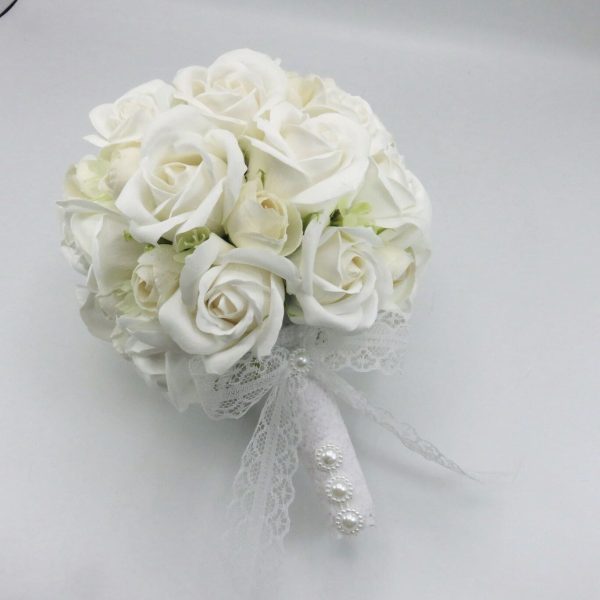 Buchet de mireasă cu flori de săpun, alb - ILIF506040 - imagine 6
