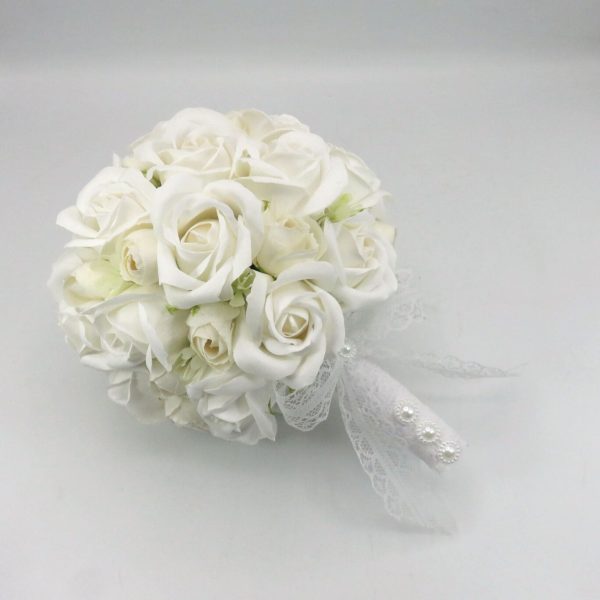 Buchet de mireasă cu flori de săpun, alb - ILIF506040 - imagine 5