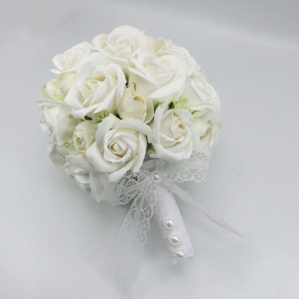 Buchet de mireasă cu flori de săpun, alb - ILIF506040 - imagine 4