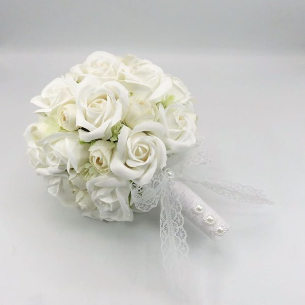 Buchet de mireasă cu flori de săpun, alb - ILIF506040 - imagine 8
