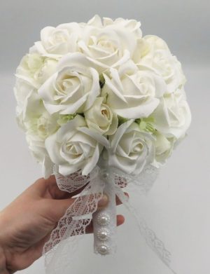 Buchet de mireasă cu flori de săpun, alb – ILIF506040