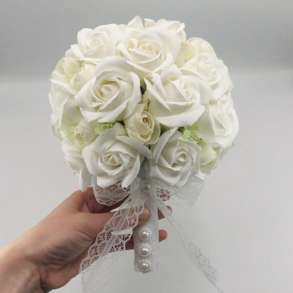Buchet de mireasă cu flori de săpun, alb - ILIF506040 - imagine 2