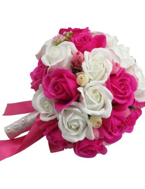 Buchet de mireasă cu flori de săpun, roz ciclam - ILIF506041