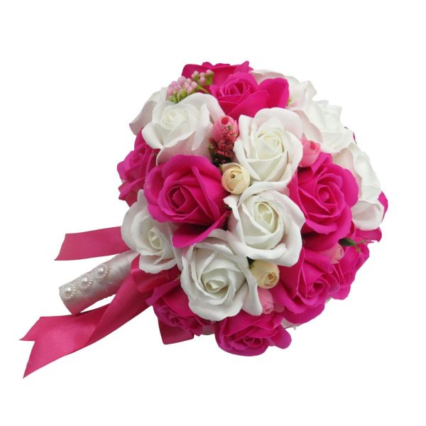 Buchet de mireasă cu flori de săpun, roz ciclam - ILIF506041