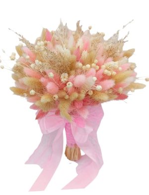 Buchet mireasă/nașă din flori uscate, roz-crem - FEIS506001