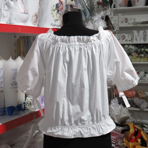 Camasă cu motive traditionale-roșu, din material poplin twill, bumbac 100%, mânecă scurtă - LLDJ506001 - imagine 13