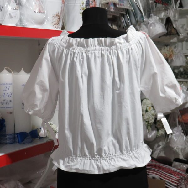 Camasă cu motive traditionale-roșu, din material poplin twill, bumbac 100%, mânecă scurtă - LLDJ506001 - imagine 14