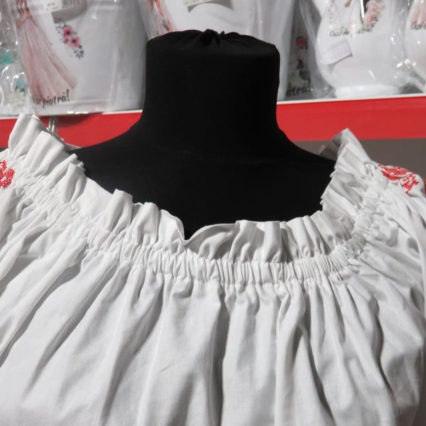 Camasă cu motive traditionale-roșu, din material poplin twill, bumbac 100%, mânecă scurtă - LLDJ506001 - imagine 8