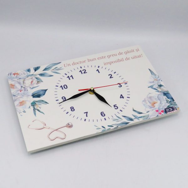 Ceas cadou Medic - design floral cu mesaj, dim. 300x200 mm - ILIF506065 - imagine 2
