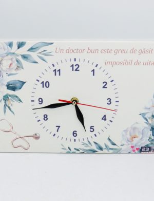 Ceas cadou Medic – design floral cu mesaj, dim. 300×200 mm – ILIF506065