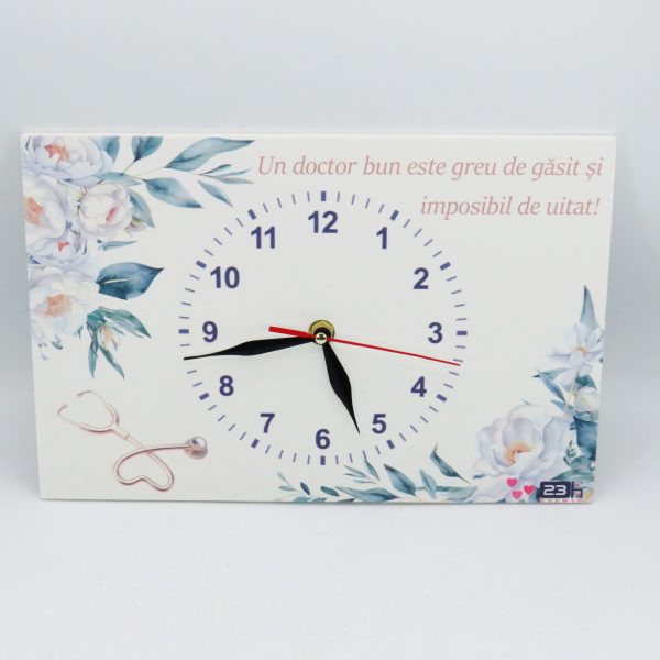 Ceas cadou Medic - design floral cu mesaj, dim. 300x200 mm - ILIF506065 - imagine 4