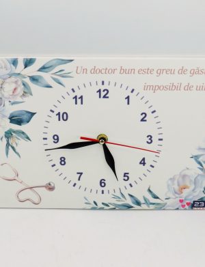 Ceas cadou Medic – design floral cu mesaj, dim. 300×200 mm – ILIF506065