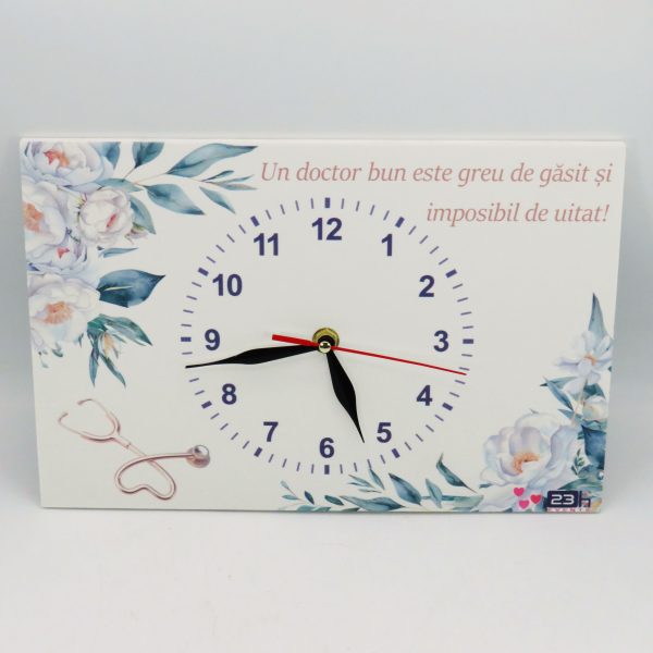 Ceas cadou Medic - design floral cu mesaj, dim. 300x200 mm - ILIF506065 - imagine 5