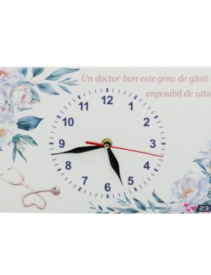 Ceas cadou Medic - design floral cu mesaj, dim. 300x200 mm - ILIF506065