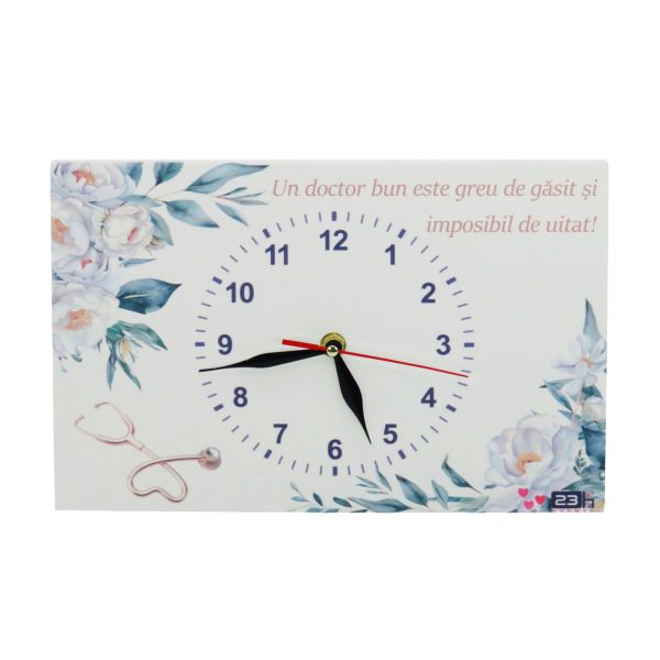 Ceas cadou Medic - design floral cu mesaj, dim. 300x200 mm - ILIF506065