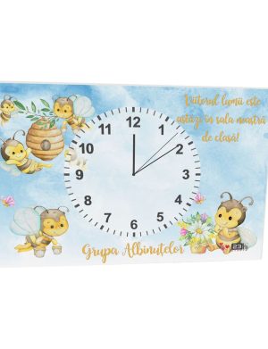 Ceas cadou cadre didactice, Albinuțe model personalizat, dim. 300×200 mm – ILIF506021