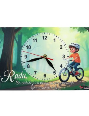 Ceas copii, Plimbare cu Bicicleta, model personalizat, dim. 300x200 mm - ILIF506064