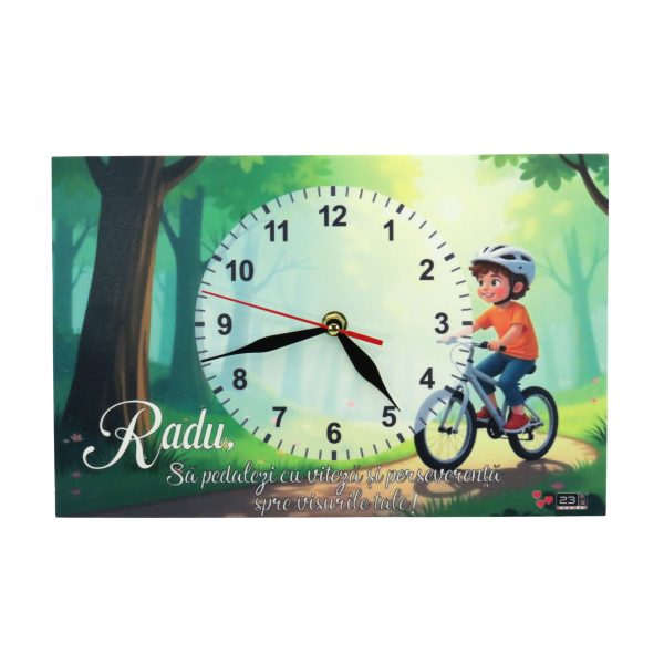 Ceas copii, Plimbare cu Bicicleta, model personalizat, dim. 300x200 mm - ILIF506064