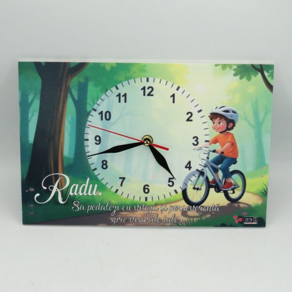 Ceas copii, Plimbare cu Bicicleta, model personalizat, dim. 300x200 mm - ILIF506064 - imagine 4