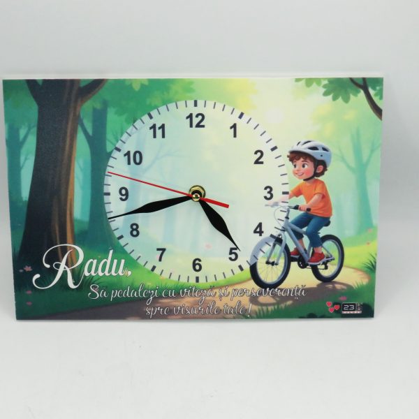 Ceas copii, Plimbare cu Bicicleta, model personalizat, dim. 300x200 mm - ILIF506064 - imagine 2