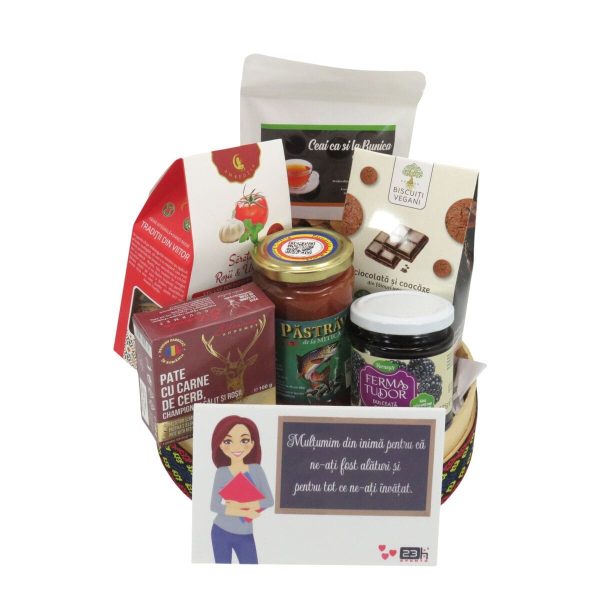 Coș cadou - Recunoștință pentru Educatoare/ Învățătoare / Dirigintă / Profesoară, 8 produse - ILIF506043