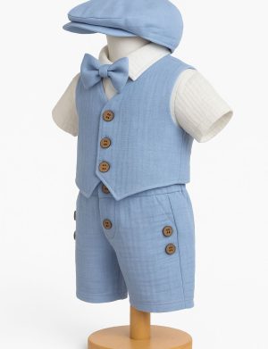 Costumaș botez băiețel, Vară – bleu, 5 piese – ILIF506048