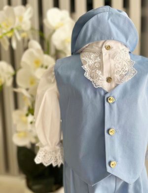 Costumaș botez băiețel, Vară – bleu regal, 4 piese – ILIF506012