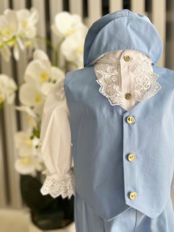 Costumaș botez băiețel, Vară - bleu regal, 4 piese - ILIF506012 - Image 3