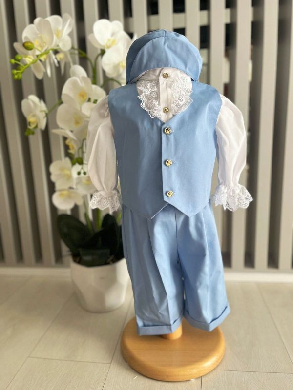Costumaș botez băiețel, Vară - bleu regal, 4 piese - ILIF506012 - Image 5
