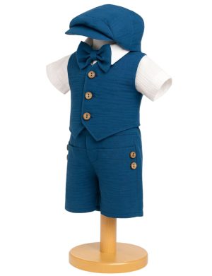 Costumaș botez băiețel, Vară - bleumarin, 5 piese - ILIF506047
