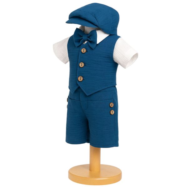 Costumaș botez băiețel, Vară - bleumarin, 5 piese - ILIF506047