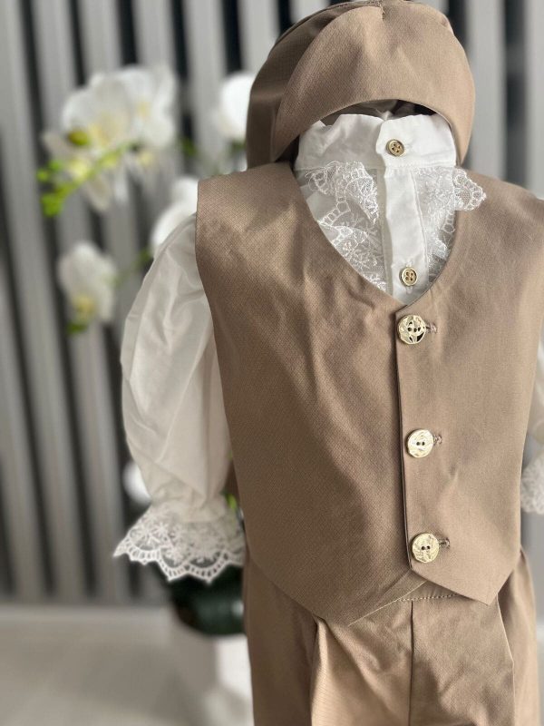 Costumaș botez băiețel, Vară - crem regal, 4 piese - ILIF506014 - Image 3