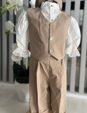 Costumaș botez băiețel, Vară – crem regal, 4 piese – ILIF506014