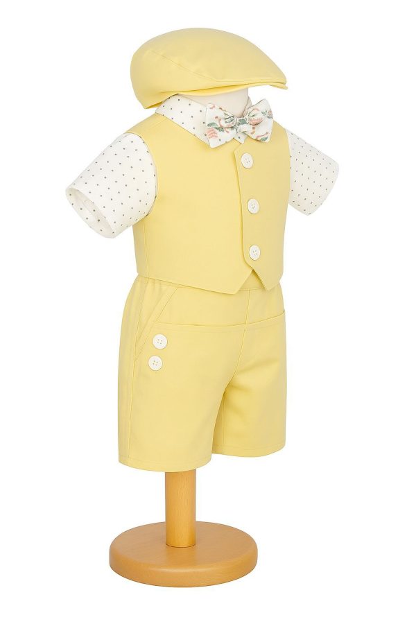 Costumaș botez băiețel, Vară - galben, 5 piese - ILIF506049 - imagine 2