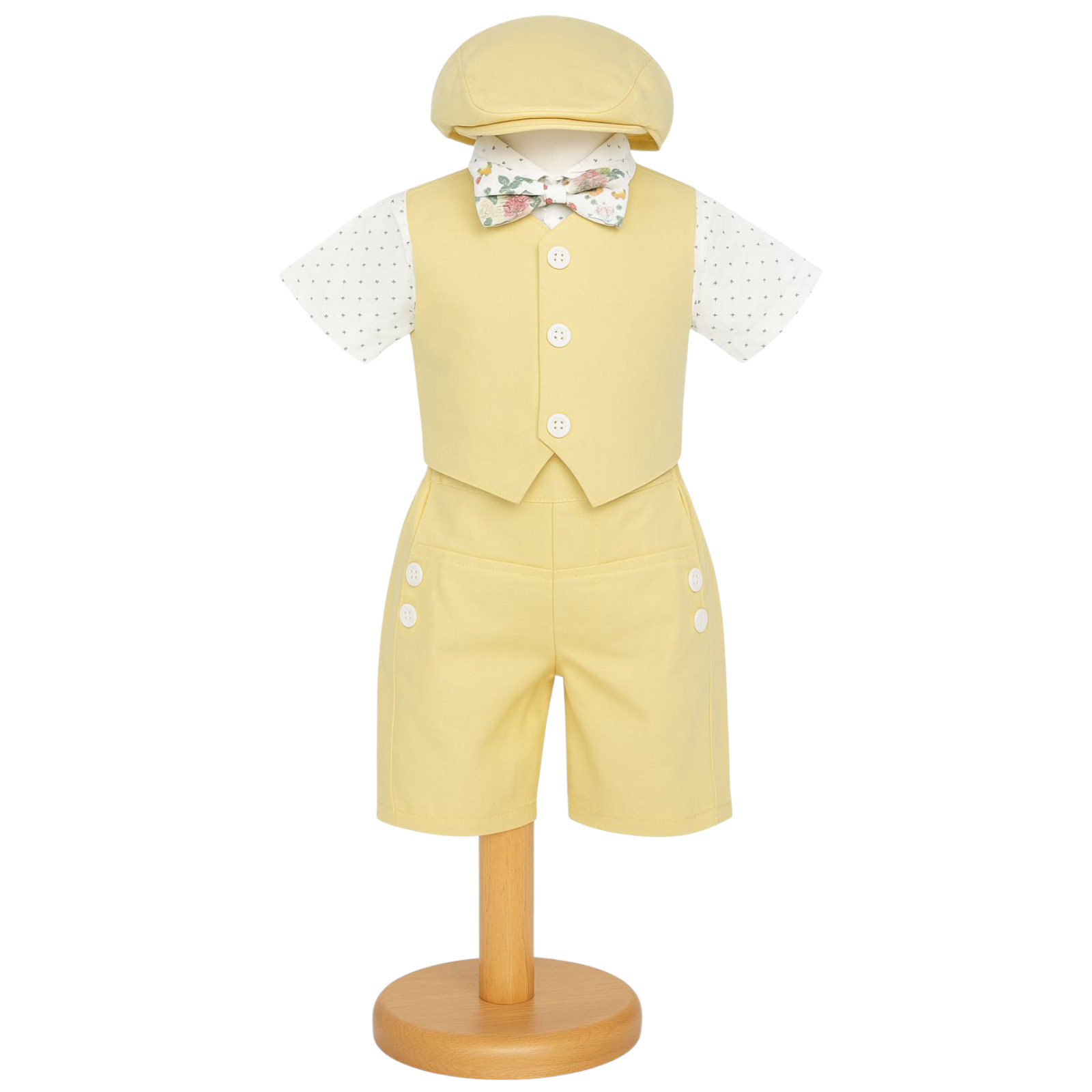 Costumas botez baietel Vara galben 5 piese ILIF506049 1