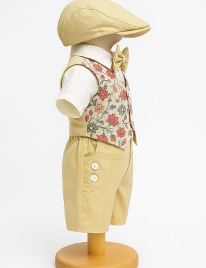 Costumaș botez băiețel, Vară – galben floral, 5 piese – ILIF506050