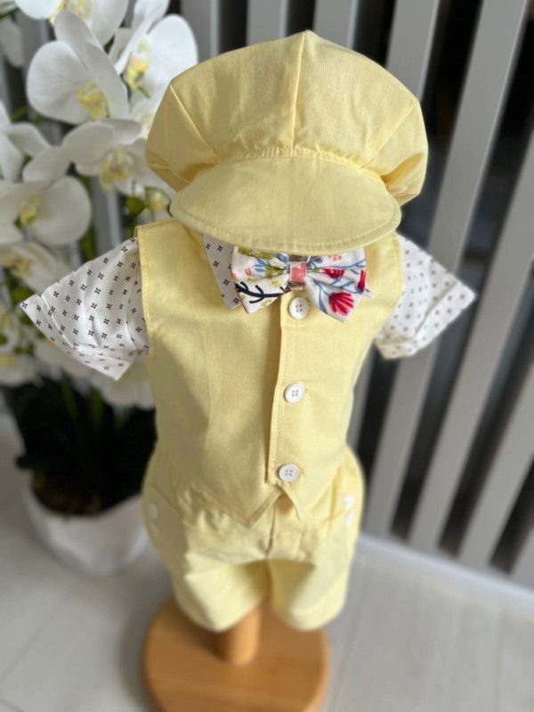 Costumaș botez băiețel, Vară - galben pai, 5 piese - ILIF506083 - imagine 7