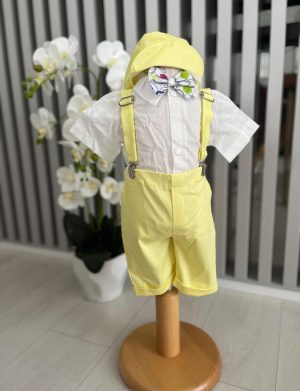 Costumaș botez băiețel, Vară – galben pai – ILIF506082
