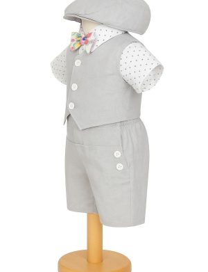 Costumaș botez băiețel, Vară – gri, 5 piese – ILIF506051