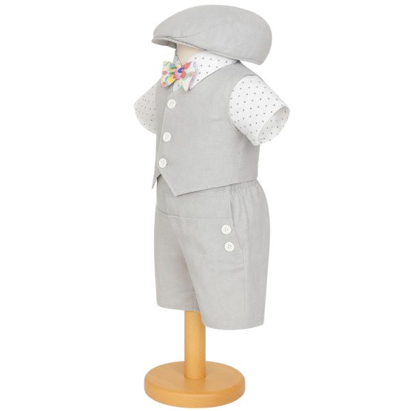 Costumaș botez băiețel, Vară - gri, 5 piese - ILIF506051