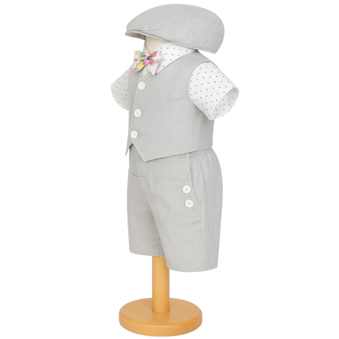 Costumas botez baietel Vara gri 5 piese ILIF506051 1