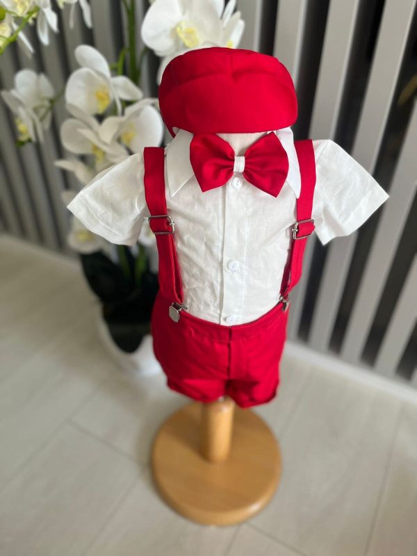 Costumaș botez băiețel, Vară - roșu - ILIF506080 - imagine 3