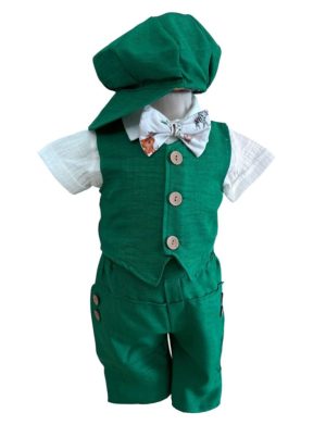 Costumaș botez băiețel, Vară – verde, 5 piese – ILIF506010