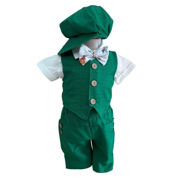 Costumaș botez băiețel, Vară - verde, 5 piese - ILIF506010